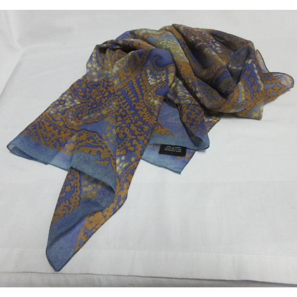 VTG Cejon Blue & Gold Paisley Print Scarf Made in Italy 60" Long x 15" Wide - Picture 1 of 6